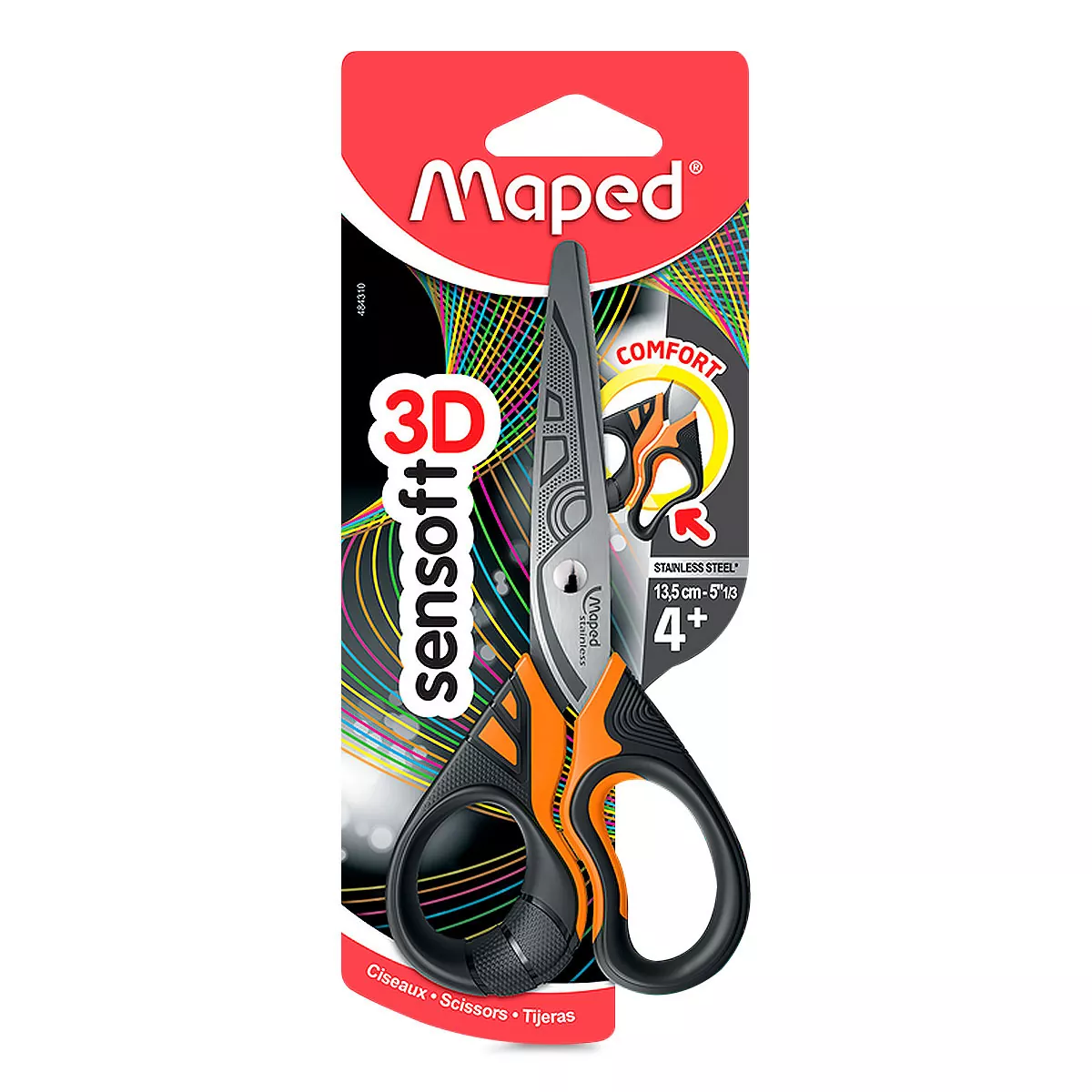 TIJERA SENSOFT FLUO 13.5CMS 484310 ATADO DE 3 PZAS.