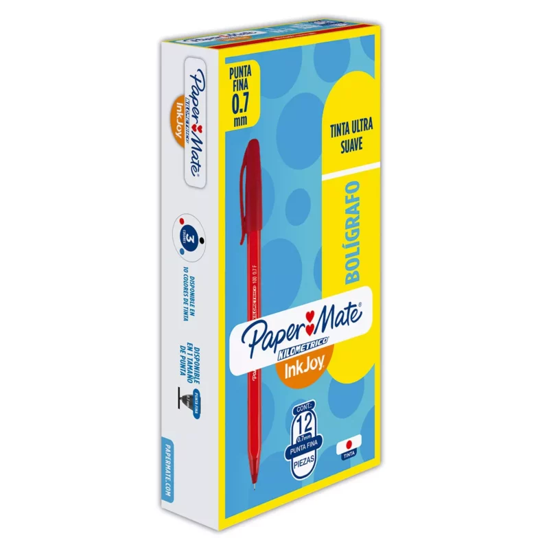 BOLIGRAFO KILOMETRICO FINO 0.7MM ROJO ATADO DE 12 PZAS.