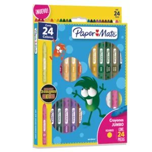 CRAYON PAPER MATE C/24 TRIANGULAR GRUESO ATADO DE 2 PZAS.
