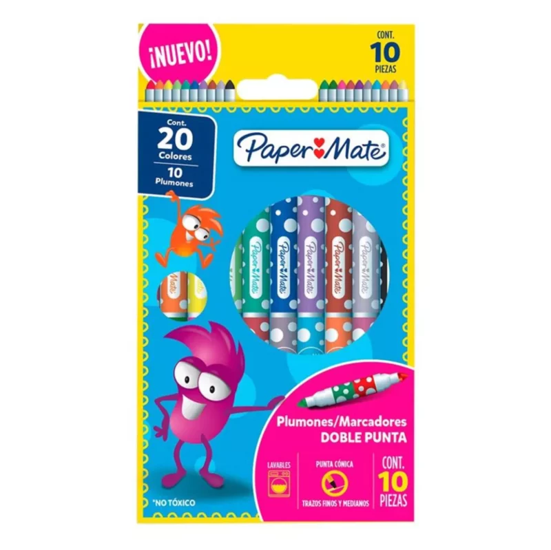 PLUMON PAPER MATE PUNTA CONICA 10X20 ATADO DE 2 PZAS.