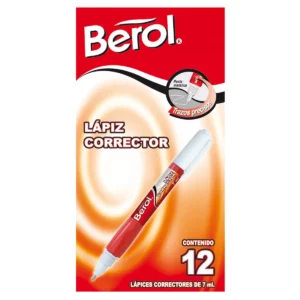 CORRECTOR PLUMA BEROL 7ML ATADO DE 12 PZAS.