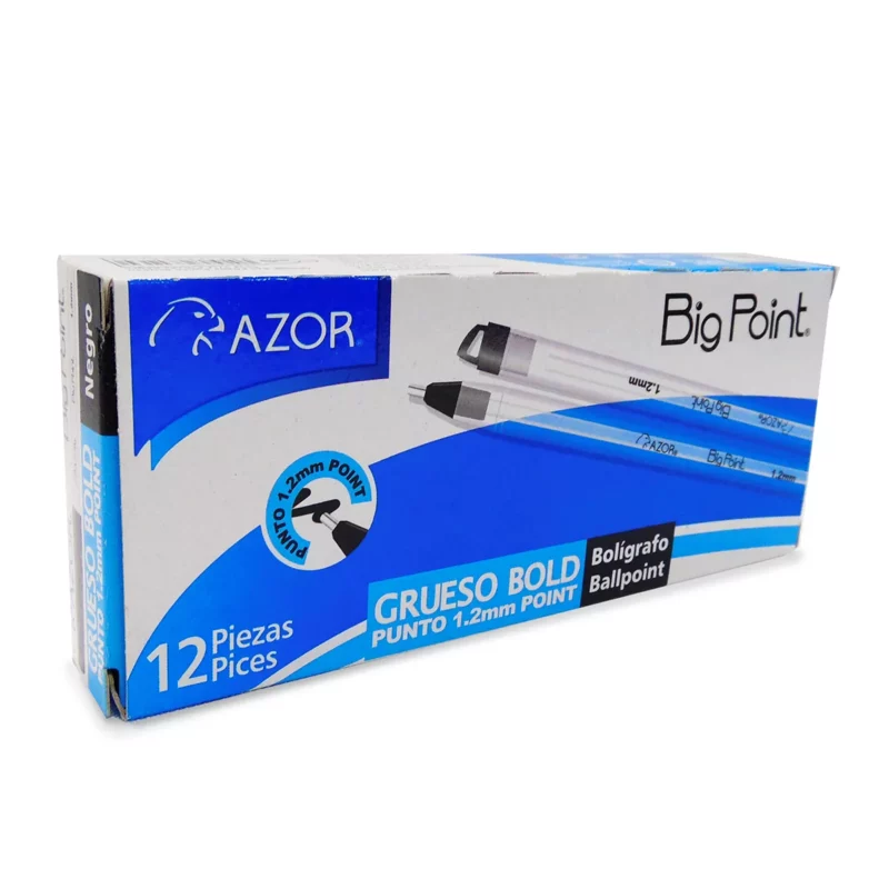 BOLIGRAFO BIG POINT 1.2MM 6880 NEGRO ATADO DE 12 PZAS.