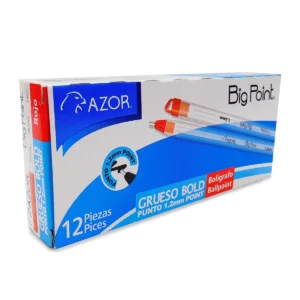 BOLIGRAFO BIG POINT 1.2MM 6880 ROJO ATADO DE 12 PZAS.