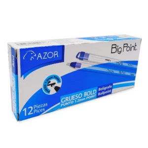 BOLIGRAFO BIG POINT 1.2MM 6880 AZUL ATADO DE 12 PZAS.