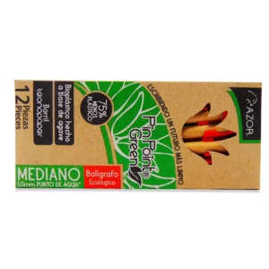 BOLIGRAFO PIN POINT GREEN 1.0MM MEDIANO 6860 ROJO ATADO DE 12 PZAS.