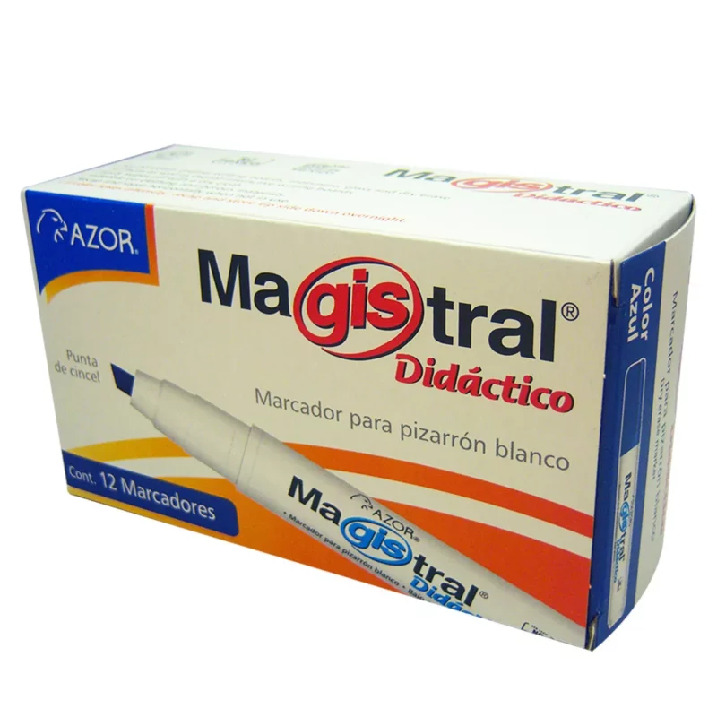 MARCADOR MAGISTRAL DIDACTICO 8350 AZUL ATADO DE 12 PZAS.