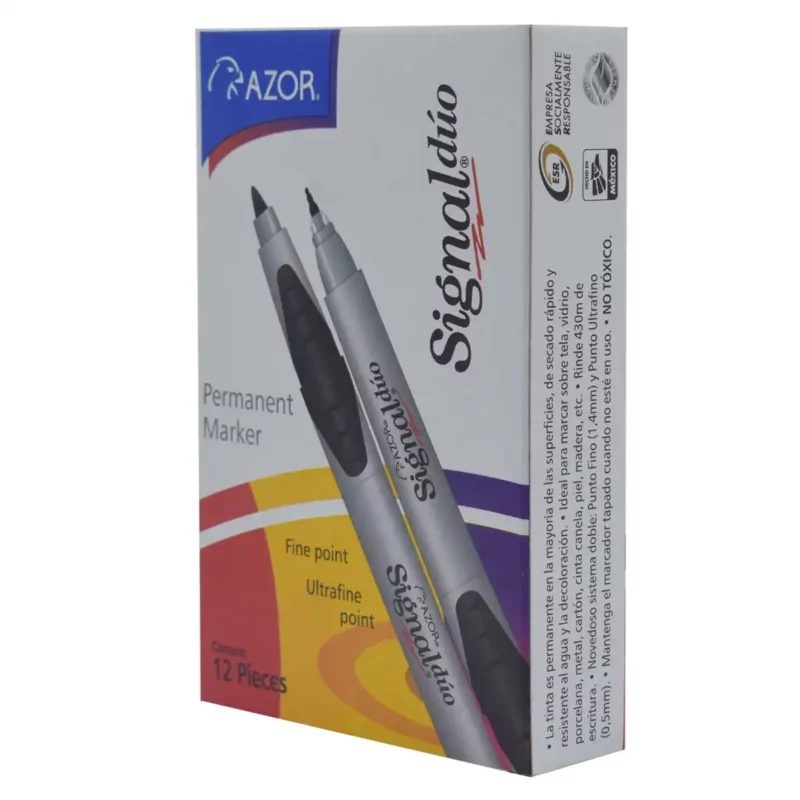MARCADOR SIGNAL DUO 3300 NEGRO ATADO DE 12 PZAS. - Imagen 2