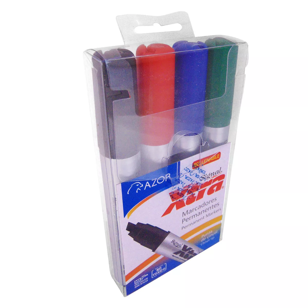 MARCADOR SIGNAL XTRA 4004 C/4 COLORES SURTIDOS. ATADO DE 2 PZAS.
