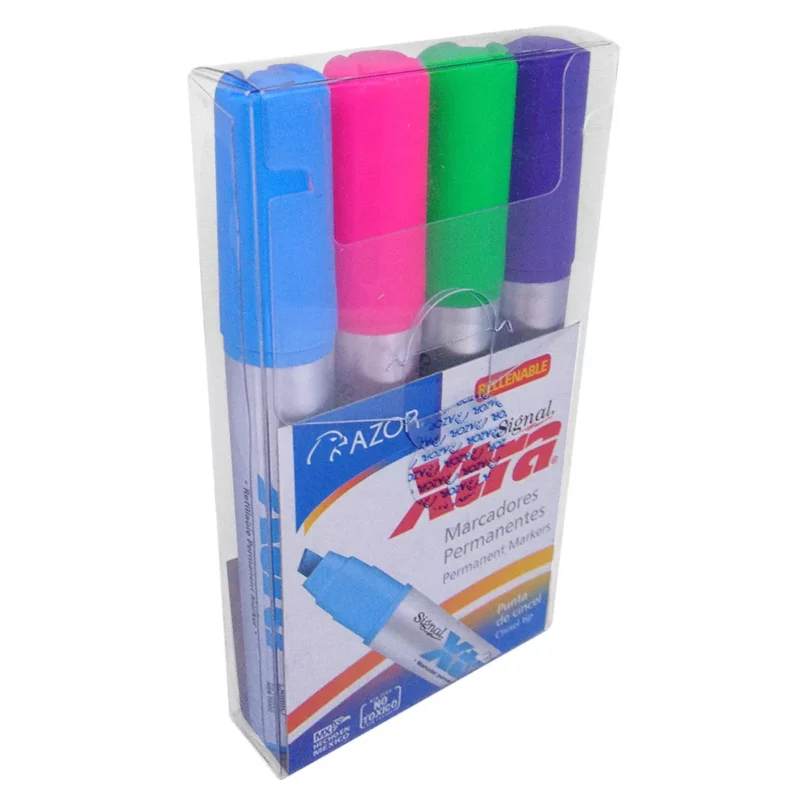 MARCADOR SIGNAL XTRA 4004CS C/4 FASHION ATADO DE 2 PZAS.