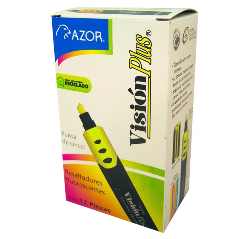 MARCATEXTOS VISION PLUS 2600 AMARILLO ATADO DE 12 PZAS.