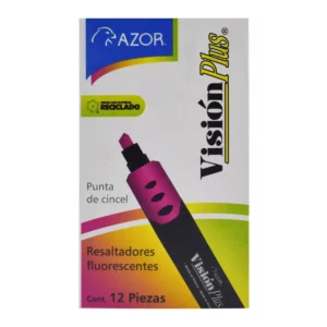 MARCATEXTOS VISION PLUS 2600 ROSA. ATADO DE 12 PZAS.