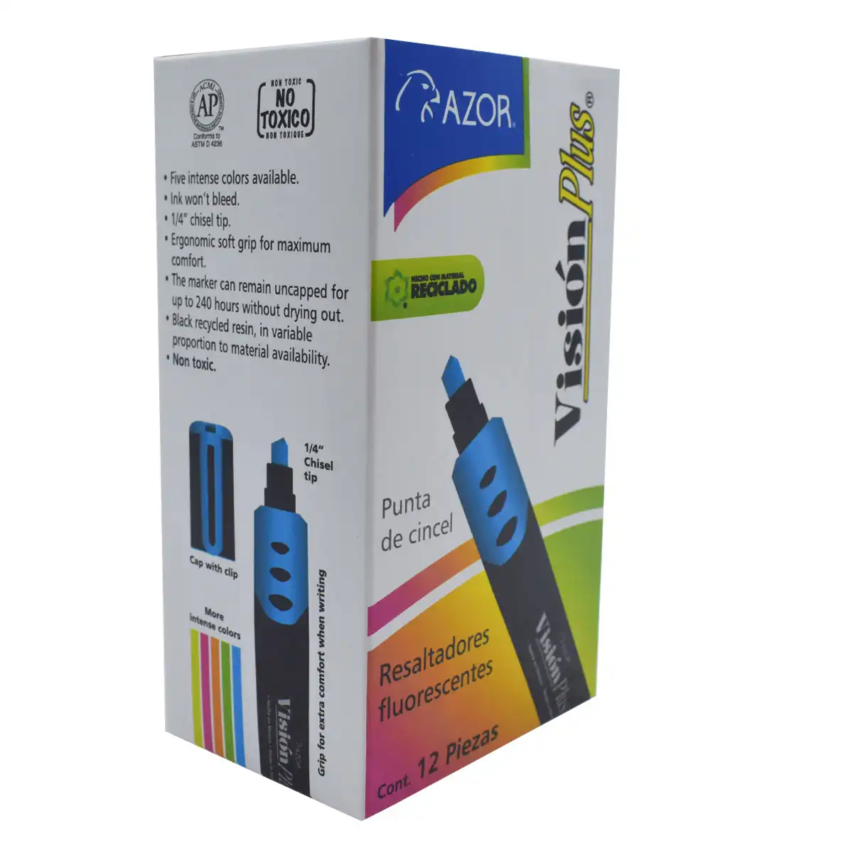 MARCATEXTOS VISION PLUS 2600 AZUL. ATADO DE 12 PZAS. - Imagen 3