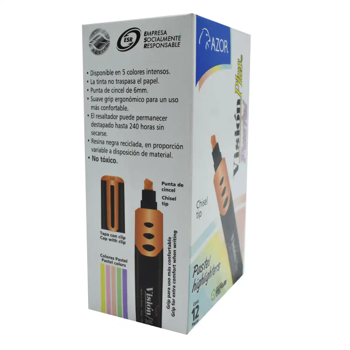 MARCATEXTOS VISION PLUS 2600 PASTEL NARANJA ATADO DE 12 PZAS. - Imagen 3