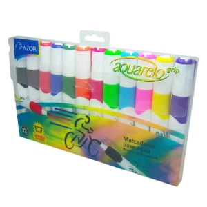 MARCADOR AQUARELO GRIP C/12 COL 20012 ATADO DE 2 PZAS.