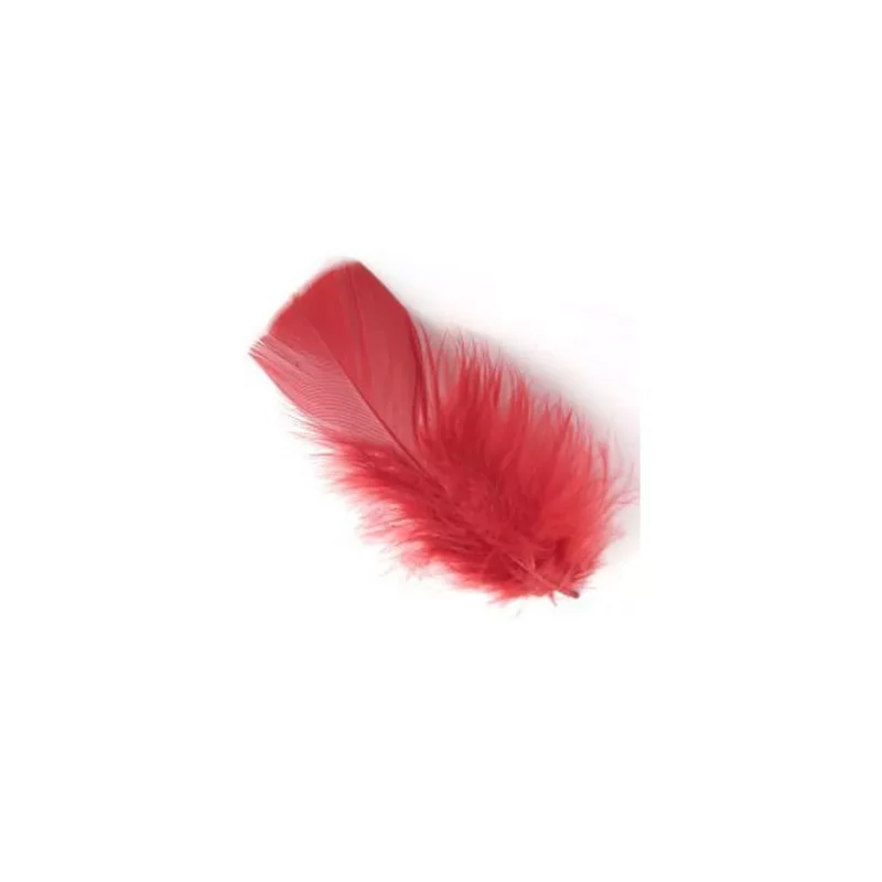 PLUMA DE PAVO 10GRS ROJO ATADO DE 2 PZAS.