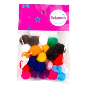 POM PON NO. 18 C/25 MULTICOLOR ATADO DE 2 PZAS.