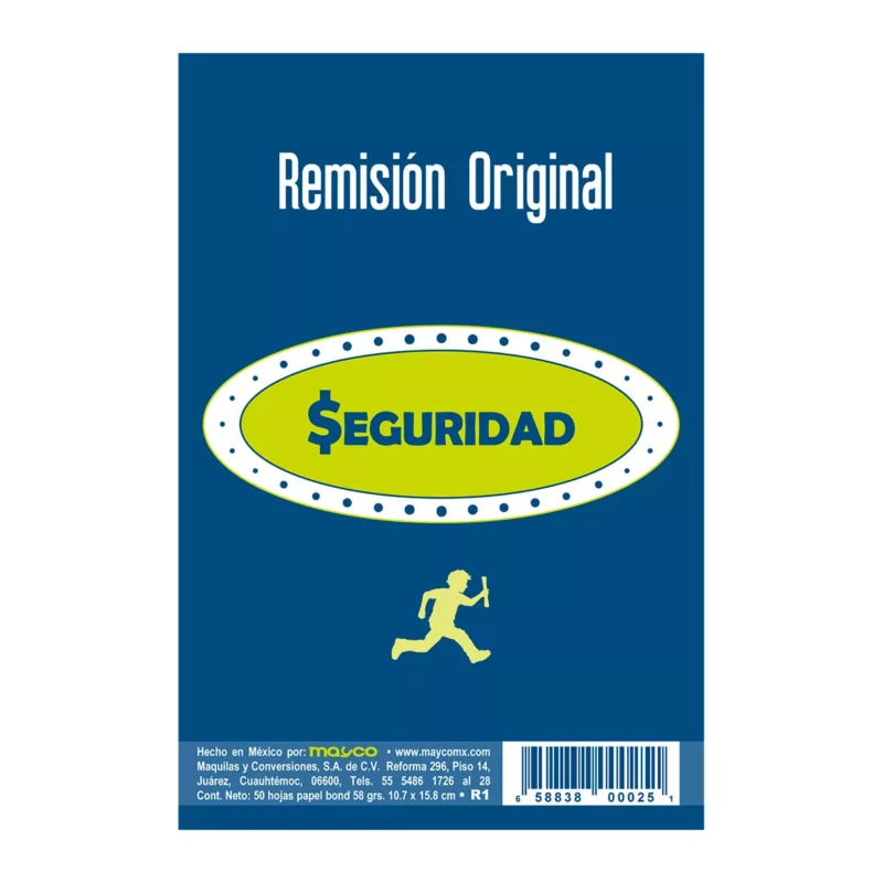 BLOCK REMISION SEGURIDAD 1/8 50HJS ORIGINAL R1 ATADO DE 10 PZAS.