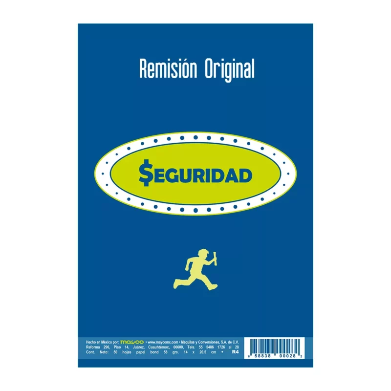 BLOCK REMISION SEGURIDAD ESQUELA 50HJS ORIGINAL R4 ATADO DE 10 PZAS.