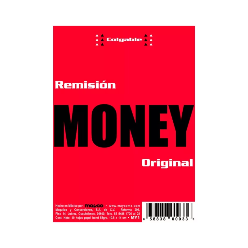 BLOCK REMISION MONEY 1/8 40HJS ORIGINAL MY1 ATADO DE 10 PZAS.