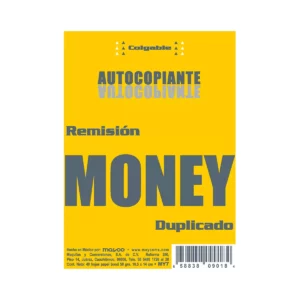 BLOCK REMISION MONEY 1/8 40HJS AUTOCOPIANTE DUPLICADO MY7 ATADO DE 10 PZAS.