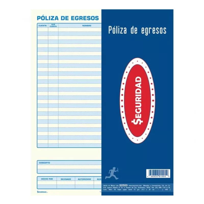 BLOCK POLIZA DE EGRESOS ORIGINAL 50HJS 1005 ATADO DE 3 PZAS.