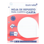 HOJA PARA CARPETA CARTA C/100 RAYA ATADO DE 5 PZAS.