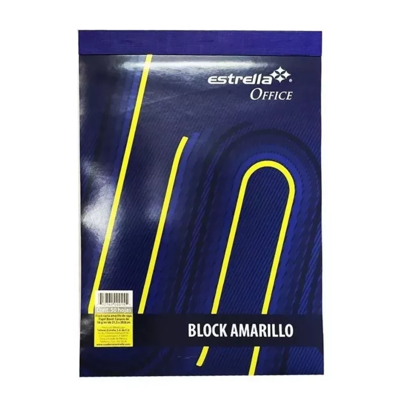 BLOCK CARTA AMARILLO 50HJS RAYA ATADO DE 5 PZAS.