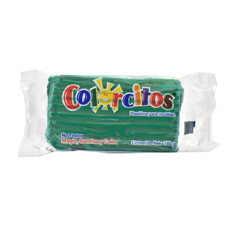 PLASTILINA COLORCITOS 180GRS VERDE BRILLANTE ATADO DE 5 PZAS.