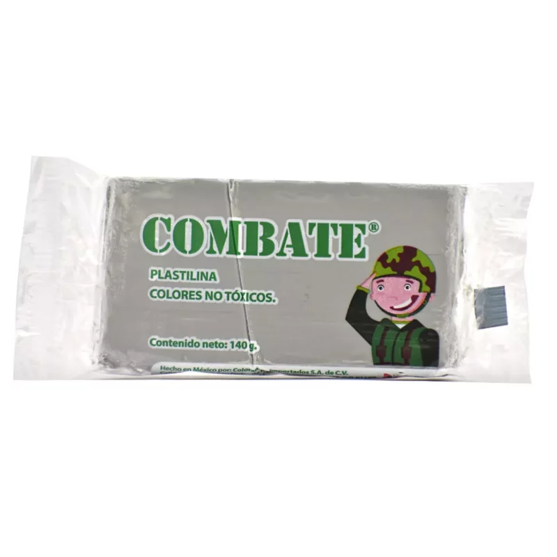 PLASTILINA COMBATE 140GRS GRIS CLARO ATADO DE 5 PZAS.