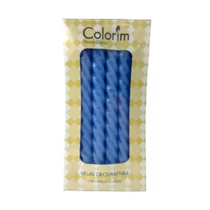 VELA ESPIRAL C/12 AZUL CLARO