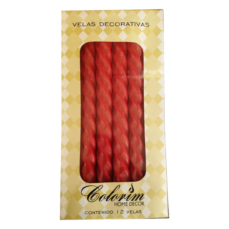VELA ESPIRAL C/12 ROJO FUERTE