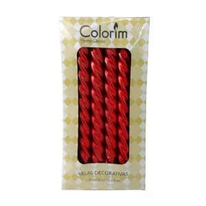 VELA ESPIRAL C/12 METALICO ROJO