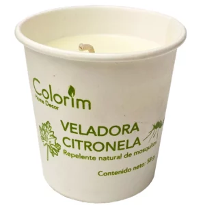 VELADORA CITRONELA 58GRS VASO ENCERADO ATADO DE 2 PZAS.