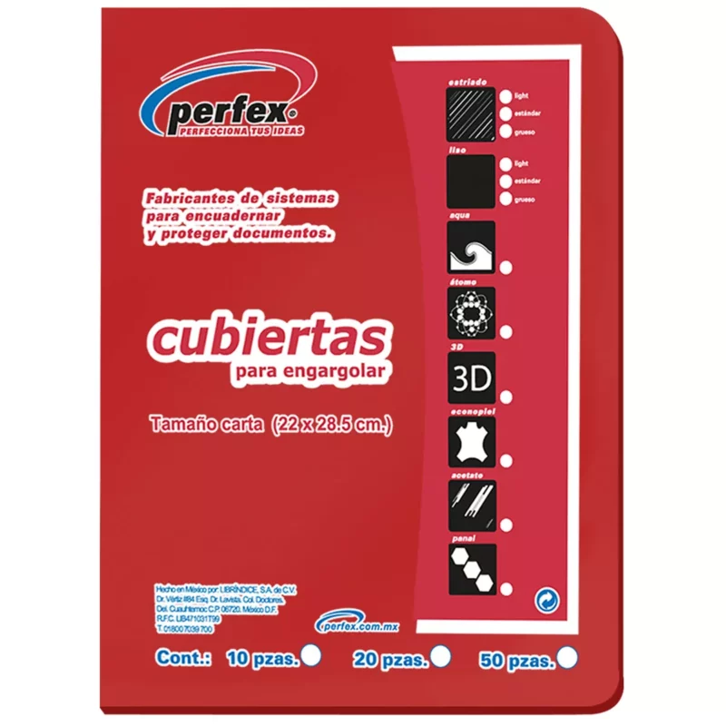 CUBIERTA CARTA LISA 14PTS C/50 ROJO