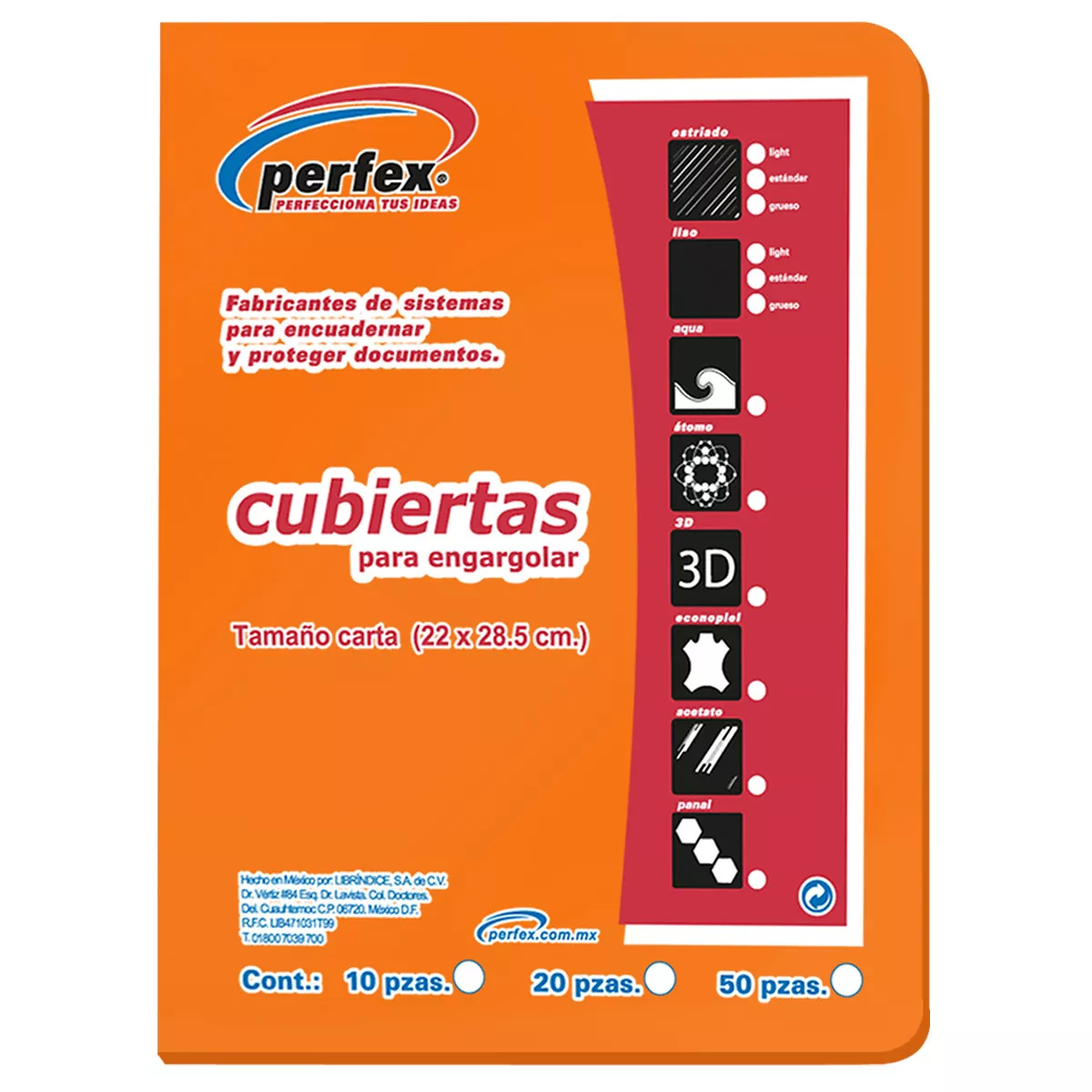 CUBIERTA CARTA LISA 14PTS C/50 NARANJA