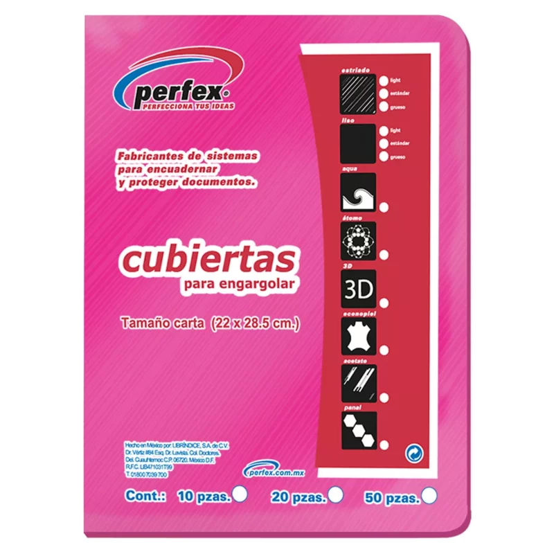 CUBIERTA CARTA ESTRIADA 14PT C/50 ROSA
