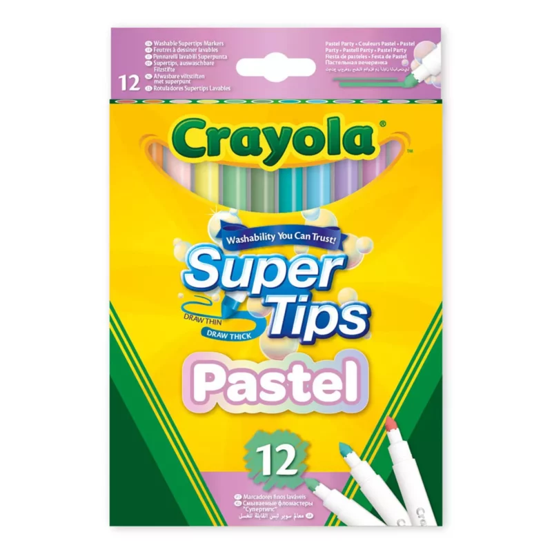 PLUMON DELGADO LAVABLE C/12 PASTEL SUPER TIPS ATADO DE 2 PZAS.