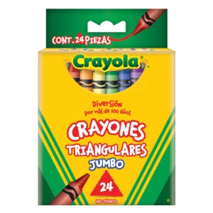 CRAYON TRIANGULAR JUMBO C/24 52-4324 ATADO DE 3 PZAS.