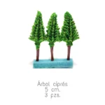 MAQUETA ARBOL CIPRES C/3 DE 7CM ATADO DE 2 PZAS.