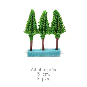 MAQUETA ARBOL CIPRES C/3 DE 7CM ATADO DE 2 PZAS.