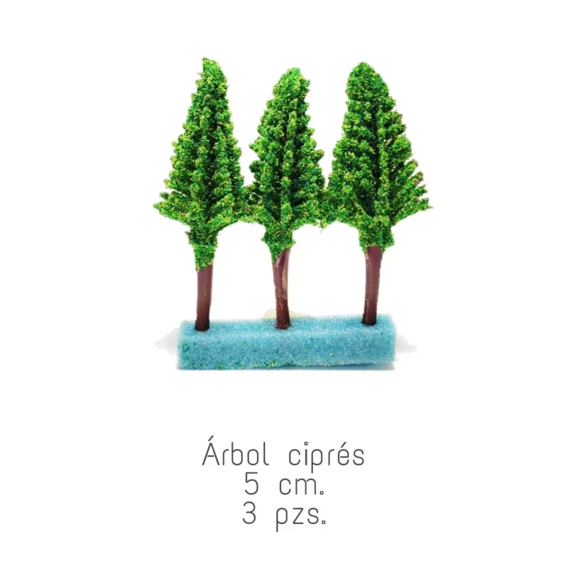 MAQUETA ARBOL CIPRES C/3 DE 7CM ATADO DE 2 PZAS.