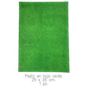 MAQUETA PASTO EN HOJA VERDE 25X35CM ATADO DE 2 PZAS.