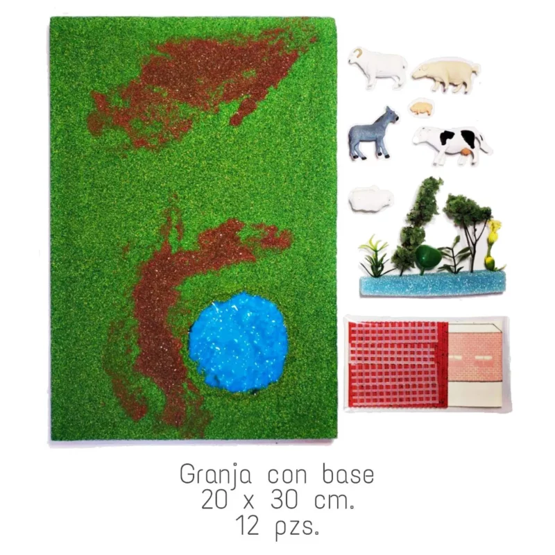 MAQUETA PAQUETE GRANJA BASE 20X30CM ATADO DE 2 PZAS.