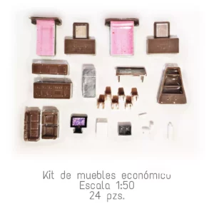 MAQUETA KIT DE MUEBLES C/24 ECONOMICO ATADO DE 2 PZAS.