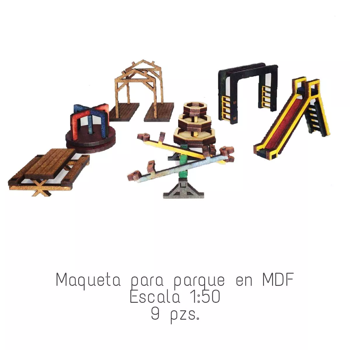 MAQUETA PARQUE EN MDF ATADO DE 2 PZAS.