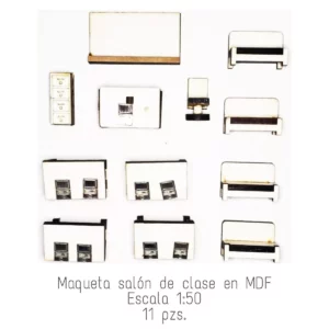 MAQUETA SALON DE CLASES EN MDF 128 ATADO DE 2 PZAS.