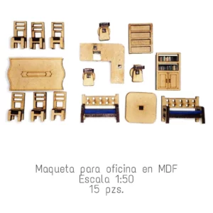 MAQUETA DE OFICINA EN MDF 129 ATADO DE 2 PZAS.
