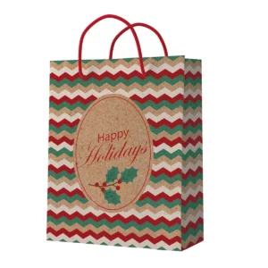 BOLSA DIPAK KRAFT NAVIDAD GRANDE. ATADO DE 10 PZAS.