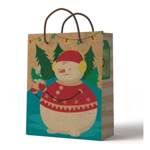 BOLSA DIPAK KRAFT NAVIDAD JUMBO ATADO DE 5 PZAS.