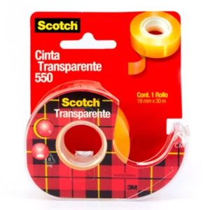 CINTA TRANSPARENTE 550 19MM X 30MTS C/DESPACHADOR ATADO DE 4 PZAS.